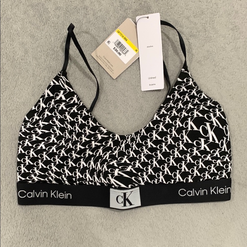 Calvin Klein Monogram Black and White Bralette